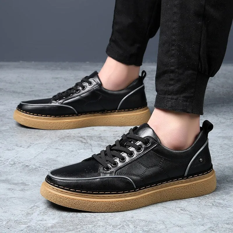 Advbridge Men's low-top Leisure Sneakers Genuine Leather Breathable Walking shoes Zapatos De Hombre High Quality Lace-up man Casual Shoes