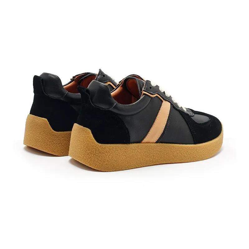 Army Trainer Leather Low-top Sneakers for Women Color Blocking with Stripe  in 5 Colors