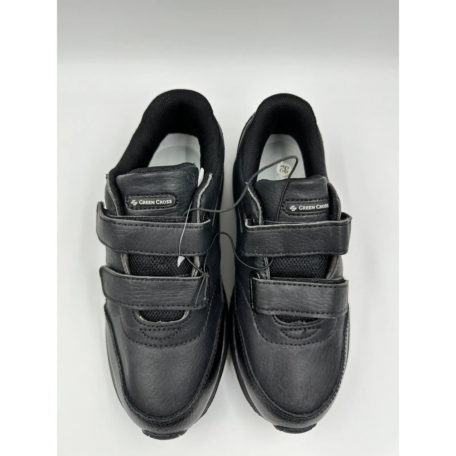 Big Kid Size 2, All Black Sneakers, with Straps and a Black Outsole