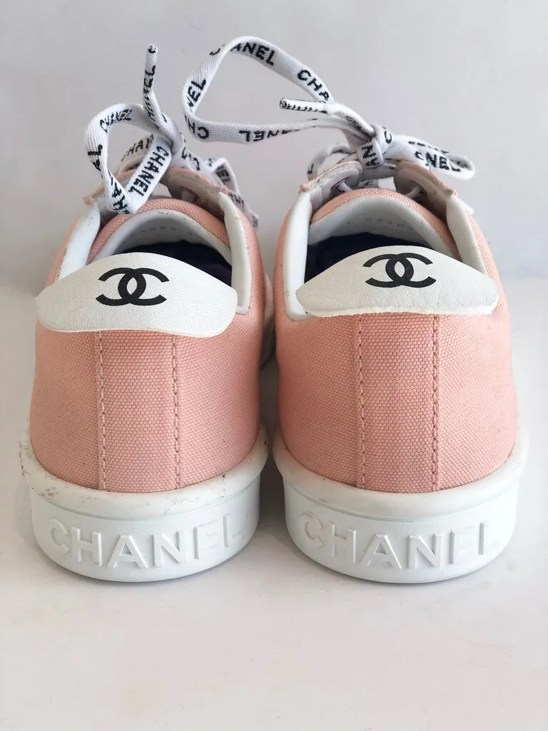 Chanel Weekender Canvas Lace Up Sneakers
