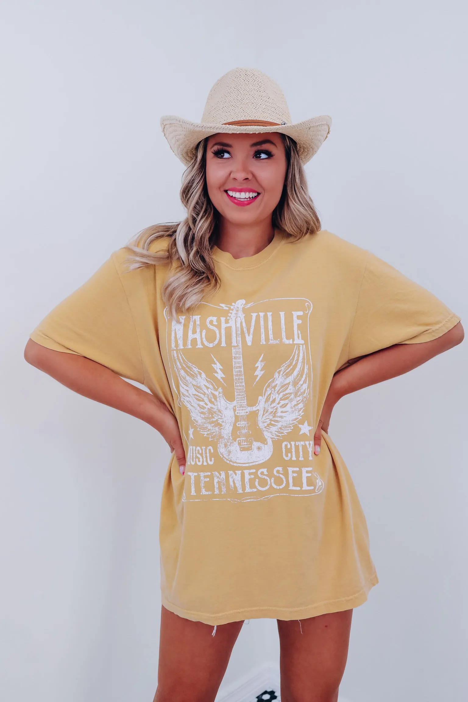 Nashville Music City Graphic Tee - Mustard