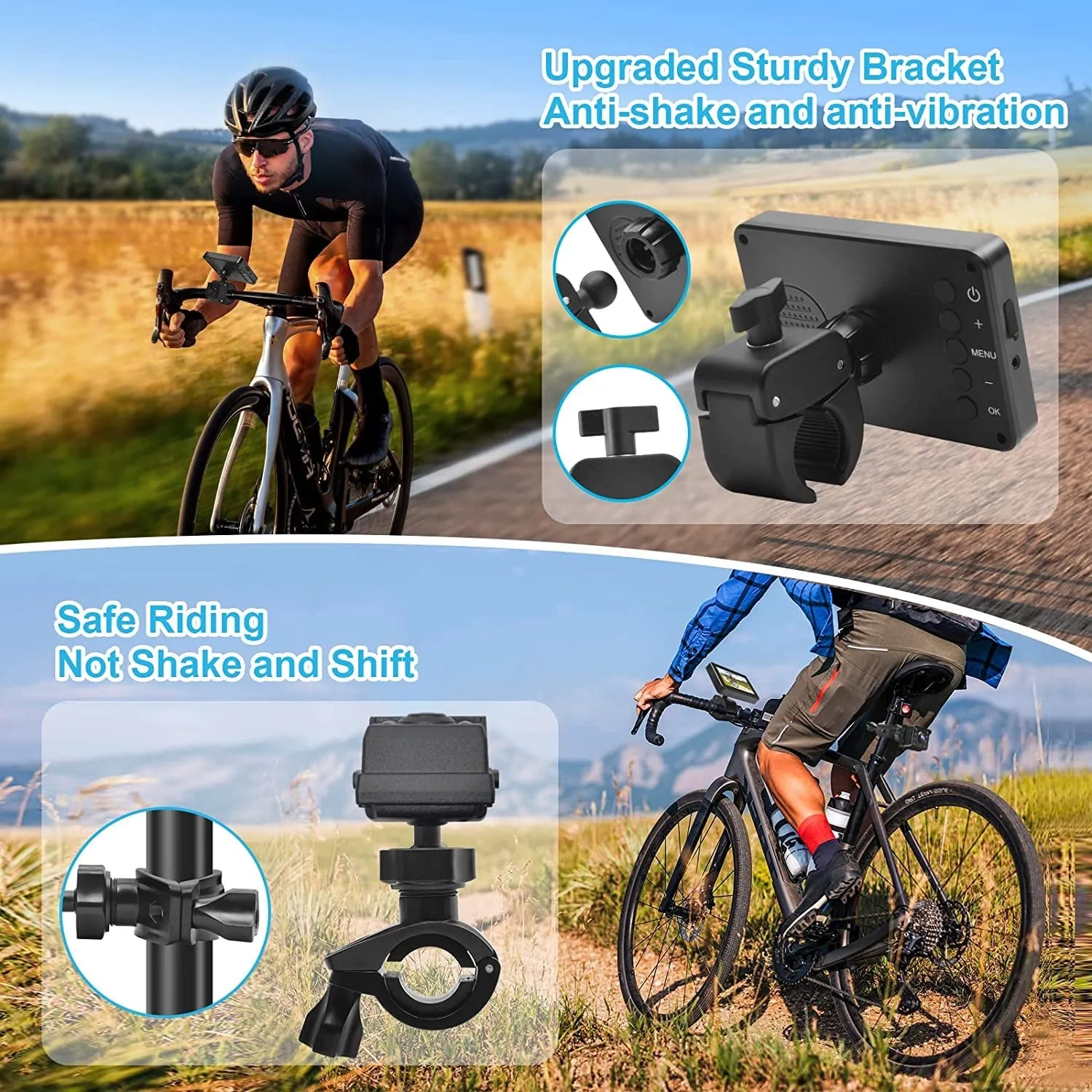 PARKVISION 1080P Bike Mirror Camera,Rear View Mirror Camera for Bicycle Handlebars with 8-LED Night Vision,110°Distortion-Free View with 4.3" Screen,Adjustable Rotatable Bracket for Ebike,Mountains