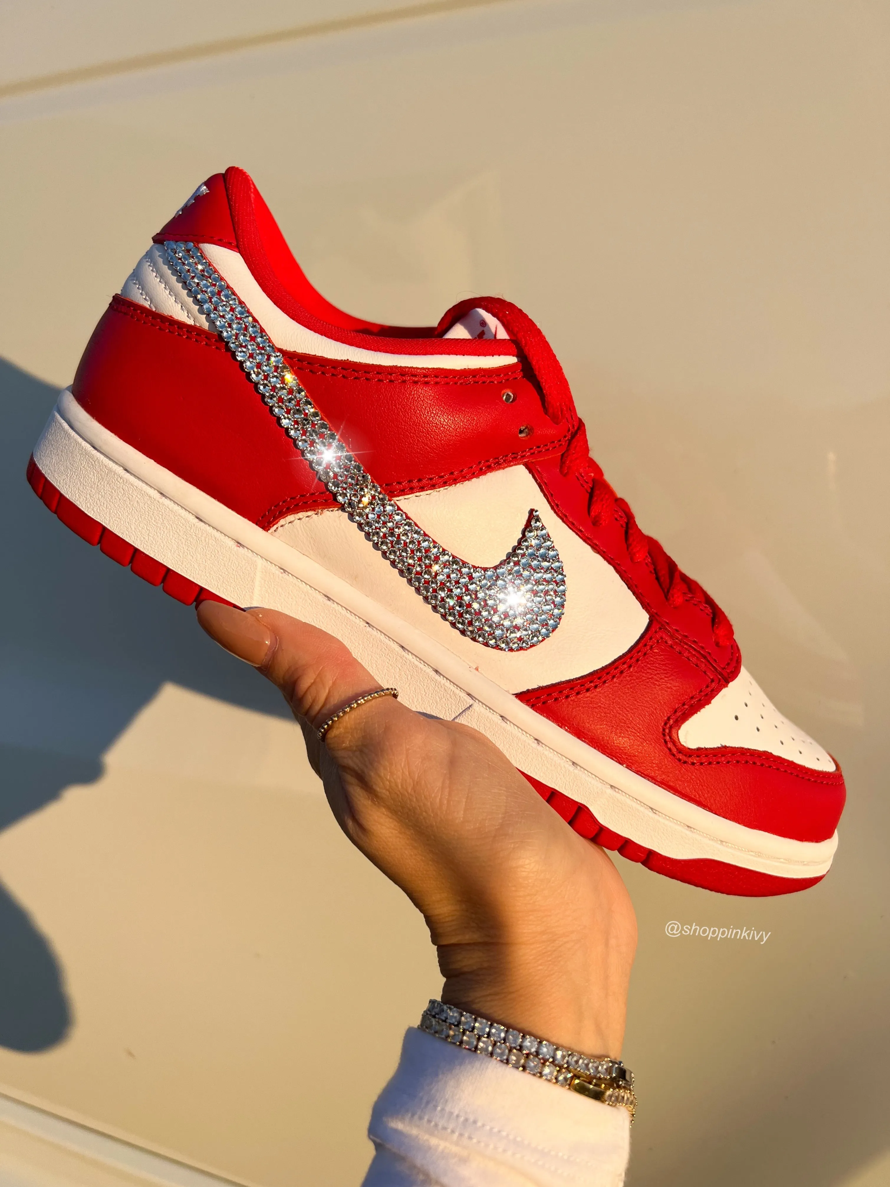 Rare Red Swarovski Womens Nike Dunk Shoes