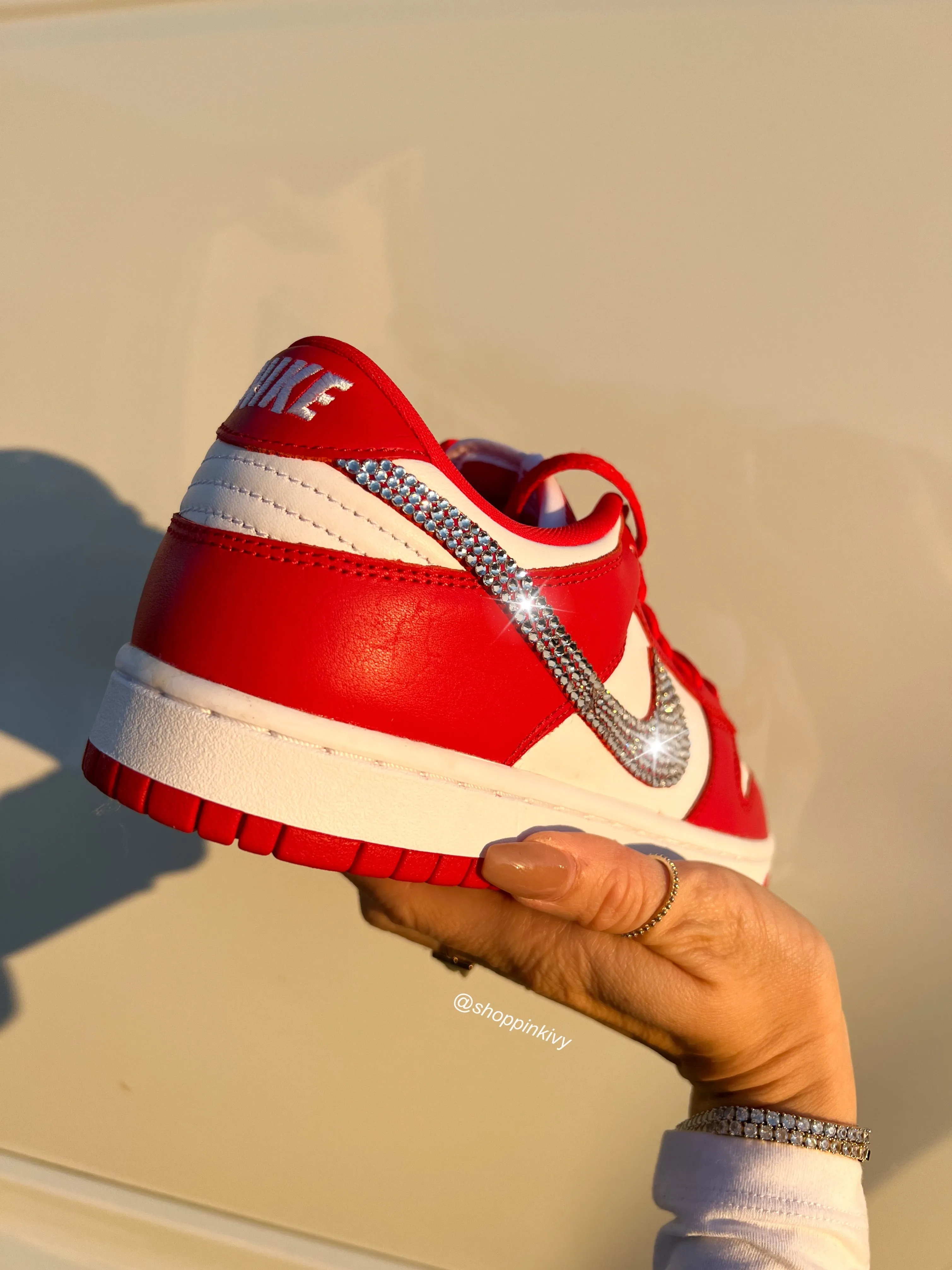 Rare Red Swarovski Womens Nike Dunk Shoes