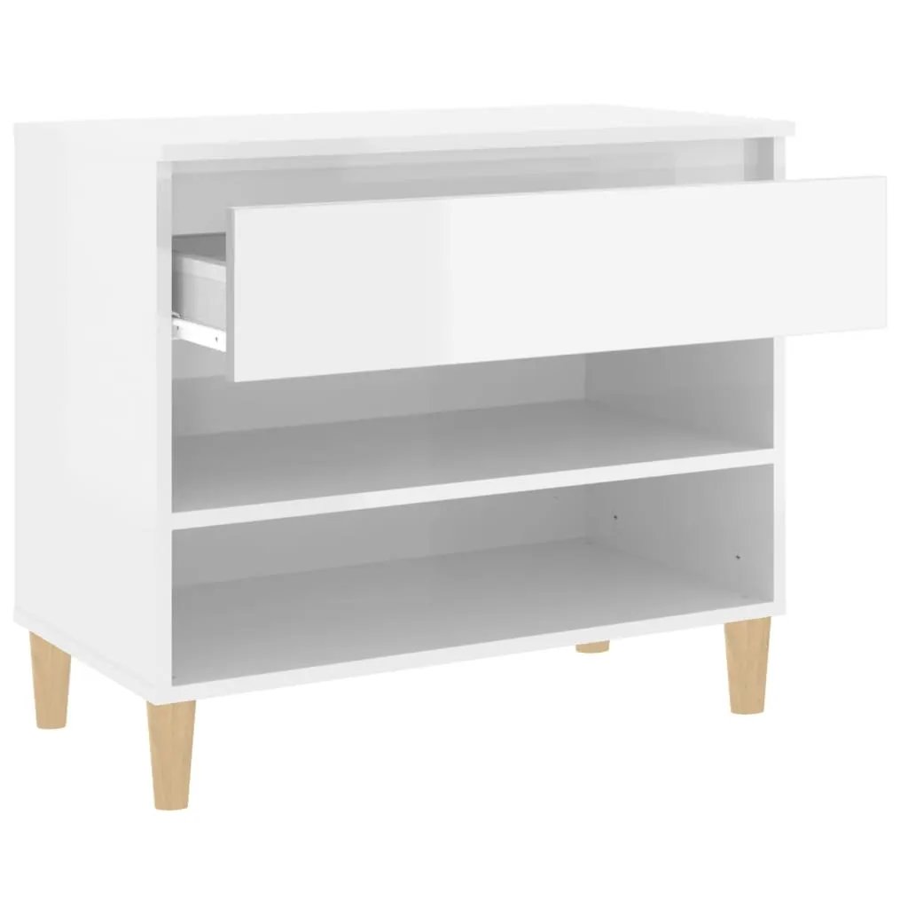 Shoe Cabinet High Gloss White 70x36x60 cm Engineered Wood