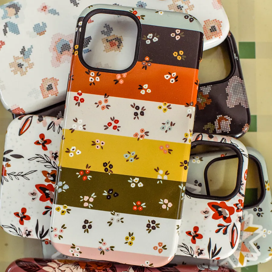 Striped Ditsy Floral Dual Layer iPhone case