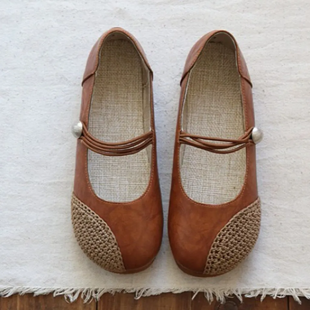 Summer Comfortable Linen Strap Retro Flats