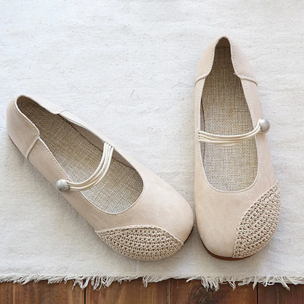 Summer Comfortable Linen Strap Retro Flats
